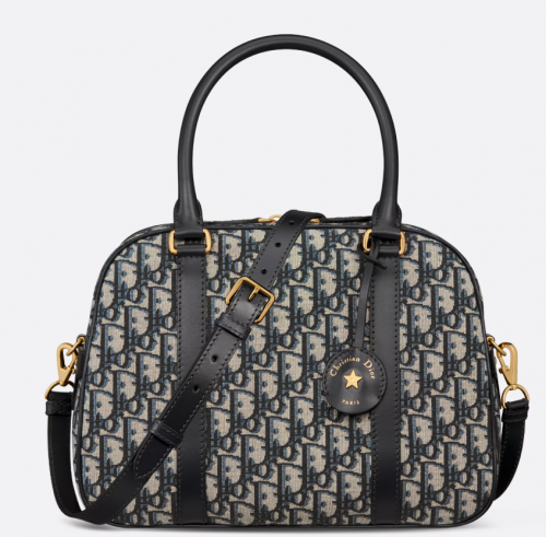 디올 DIOR D-Vibe 라지 볼링백 블루 Dior Oblique 자카드 M1341UTZQ_M928