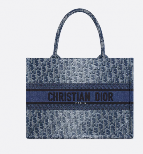 디올 DIOR Dior Book Tote 미디엄 백 블루 Denim Dior Oblique 자카드 M1296ZEGC_M49E