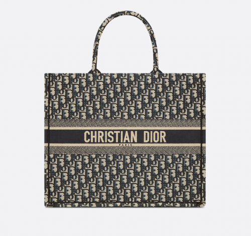 디올 DIOR Dior Book Tote 라지 백 에크루 & 블루 Dior Oblique 자수 M1286ZRIW_M828