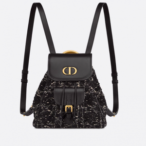 디올 DIOR Dior Caro 스몰 백팩 블랙 트위드 & 화이트 까나쥬 모티브 M6302UDFG_M911