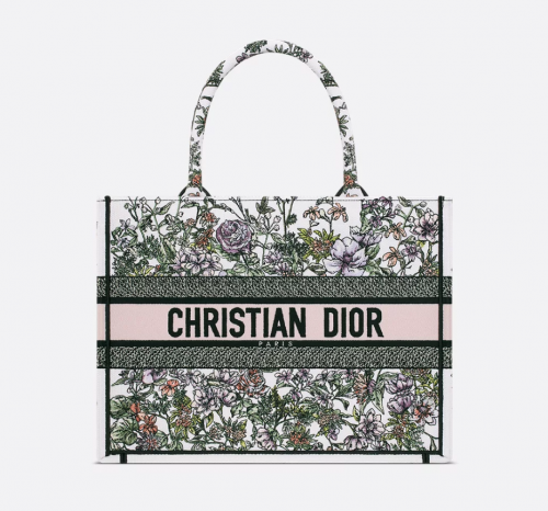 디올 DIOR Dior Book Tote 미디엄 백 화이트 멀티 컬러 D-Floral 자수 M1296ZECZ_M20E