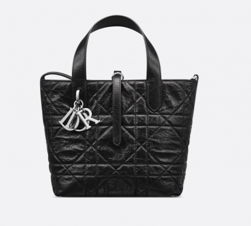 디올 DIOR Dior Toujours 스몰 버티컬 토트백 블랙 매크로까나쥬 크링클 송아지 가죽  M2835PNUC_M900