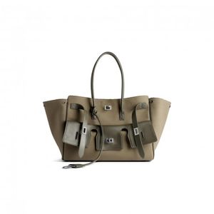 발렌시아가 BALENCIAG 여성 벨 에어 미디엄 캐리 올 백 카키 8356702ABP83503