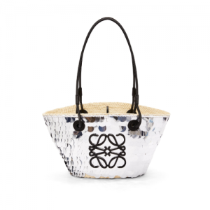 로에베 LOEWE 시퀸 이라카 팜 및 카프스킨 소재의 스몰 애너그램 바스켓 백 A223P65X22