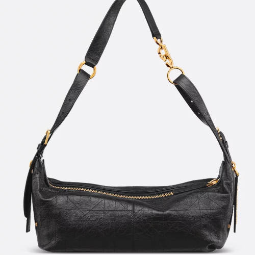 디올 DIOR D-Journey 미디엄 백 블랙 플랫 매크로까나쥬 크링클 송아지 가죽 M2417UNUO_M900