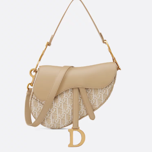 디올 DIOR Saddle 스트랩백 내추럴 스무스 송아지 가죽 & Dior Oblique자카드 M0455CDDS_M925