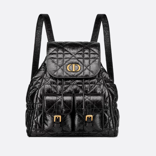 디올 DIOR Caro 미디엄 백팩 블랙 매크로까나쥬 크링클 송아지 가죽 M6301UNUC_M900
