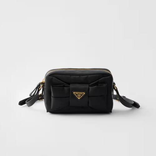 프라다 PRADA 리본 장식 리나일론 및 나파 가죽 미니 숄더백 1BH166_RP0C_F0002