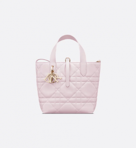 디올 Toujours 스몰 버티컬 토트백 페일 핑크 매크로까나쥬 송아지 가죽 M2835OSNW_M02N