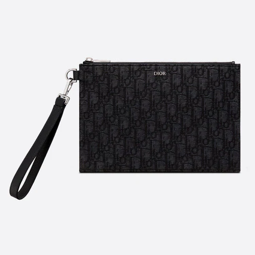 디올 DIOR A5 파우치 블랙 Dior Oblique 자카드 2ESCA338YSE_H03E