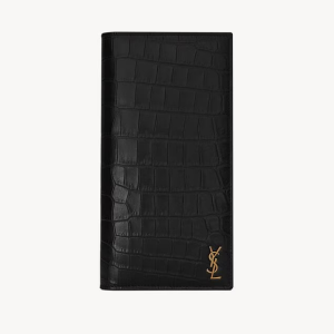 생로랑  TINY CASSANDRE CONTINENTAL WALLET IN CROCODILE EMBOSSED MATTE LEATHER 607746DZEDW1000